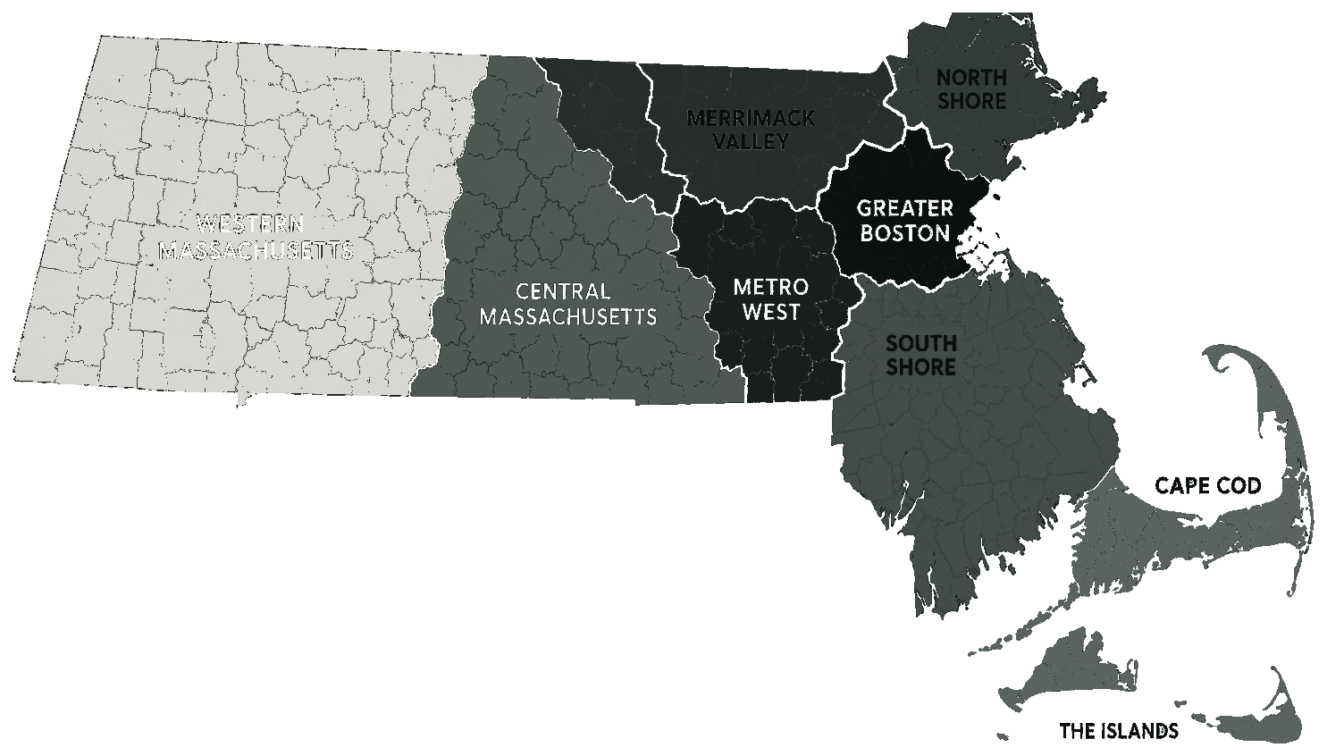 Map of the Eastern Massachusetts regions served by New England Surface Maintenance
